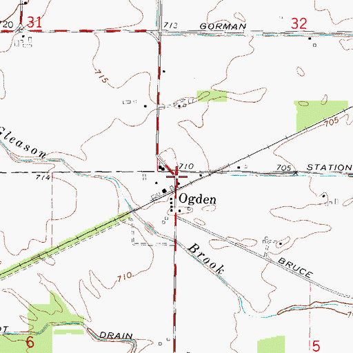 Topographic Map of Ogden Post Office (historical), MI