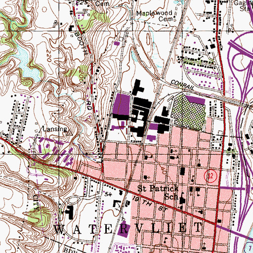 Topographic Map of Watervliet Elementary School, NY