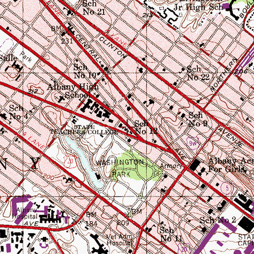 Topographic Map of Protestant Orphan School (historical), NY