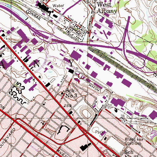 Topographic Map of Harriet Gibbons High School, NY