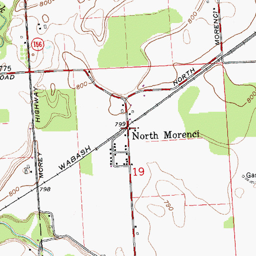 Topographic Map of North Morenci Post Office (historical), MI