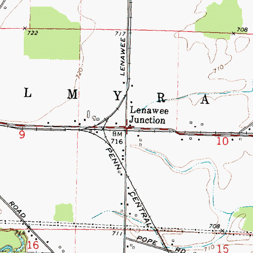 Topographic Map of Lenawee Junction Post Office (historical), MI