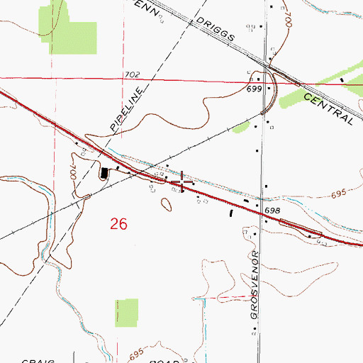 Topographic Map of Grosvenor Post Office (historical), MI