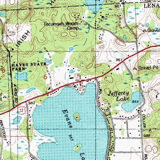 Topographic Map of Evans Lake Post Office (historical), MI