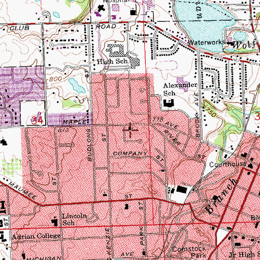 Topographic Map of Maple Avenue Bible Church, MI
