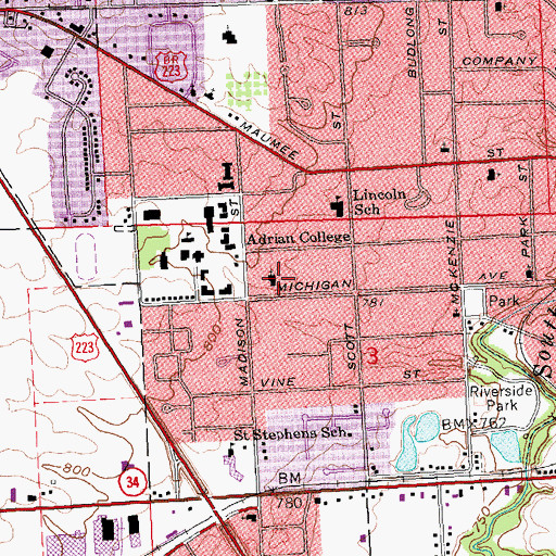 Topographic Map of Freedom Christian Fellowship, MI