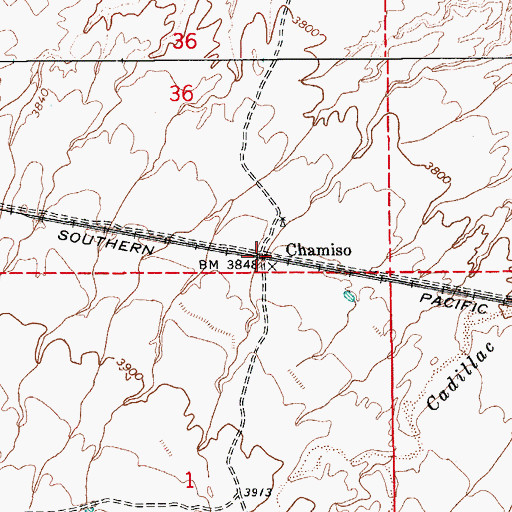 Topographic Map of Chamiso, AZ