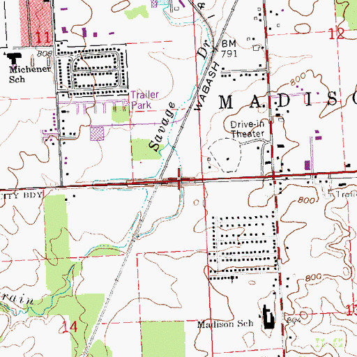 Topographic Map of Bethany Assembly of God Church, MI