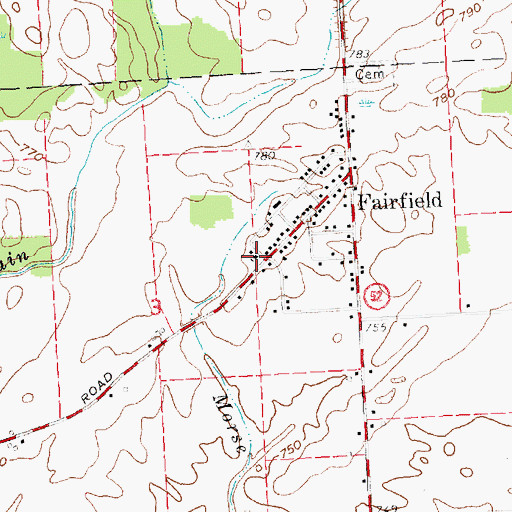Topographic Map of Fairfield Baptist Church, MI
