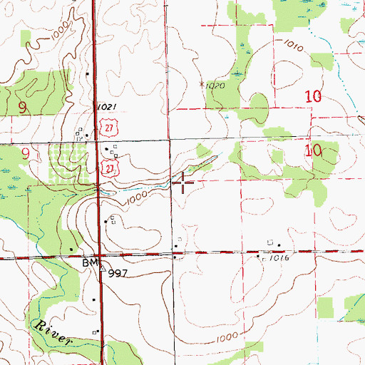 Topographic Map of Ogden Community Bible Church, MI