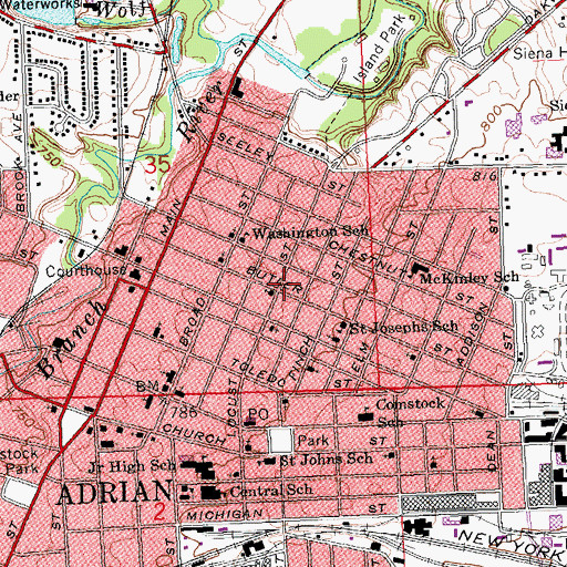 Topographic Map of Bethel African Methodist Church, MI