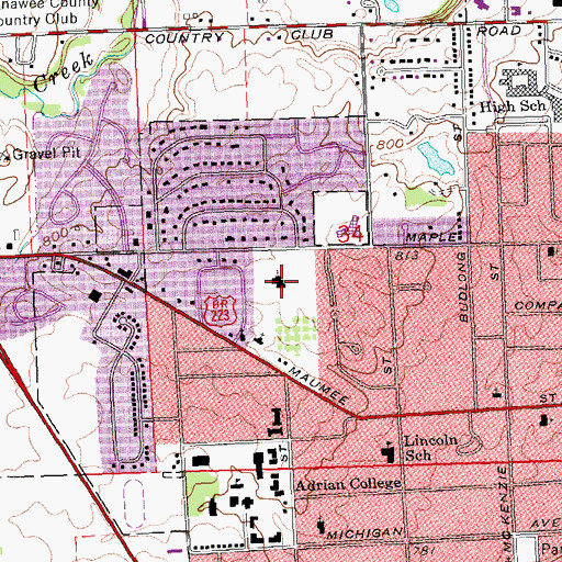 Topographic Map of First United Methodist Church, MI