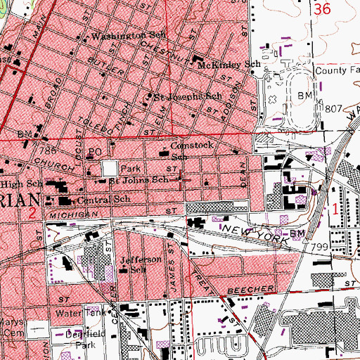 Topographic Map of Church of the Brethren, MI