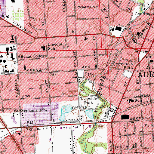 Topographic Map of Saint Matthews Lutheran Church, MI