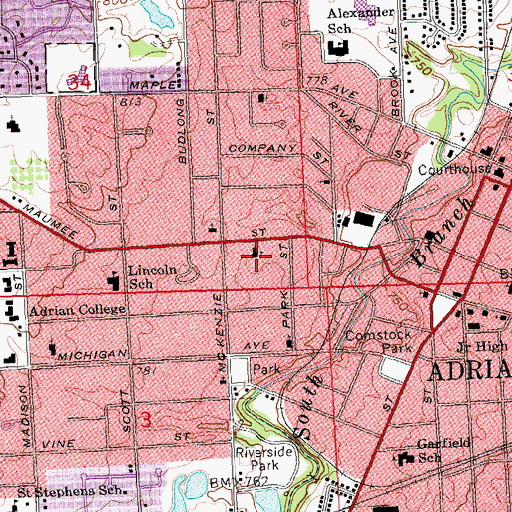 Topographic Map of Church of Christ, MI