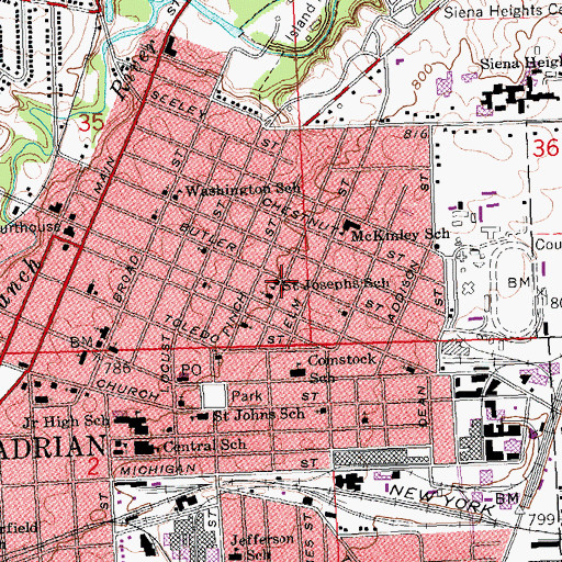 Topographic Map of Saint Joseph's Catholic Church, MI
