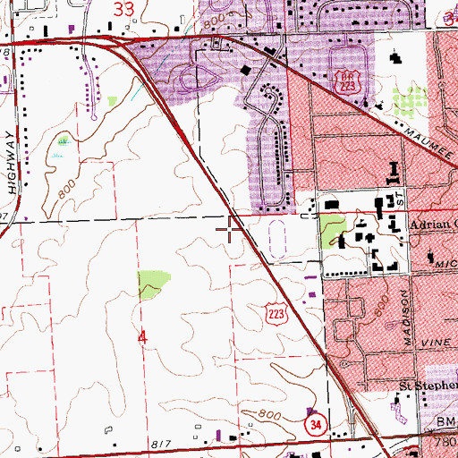 Topographic Map of First Church of the Nazarene, MI