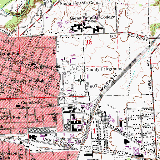 Topographic Map of Lenawee County Fair and Event Grounds, MI