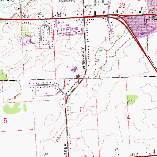 Topographic Map of Adrian Health Care Center, MI