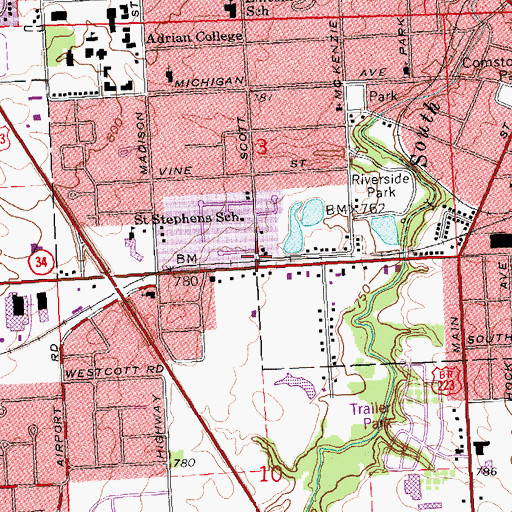 Topographic Map of Hidden River Mobile Home Park, MI