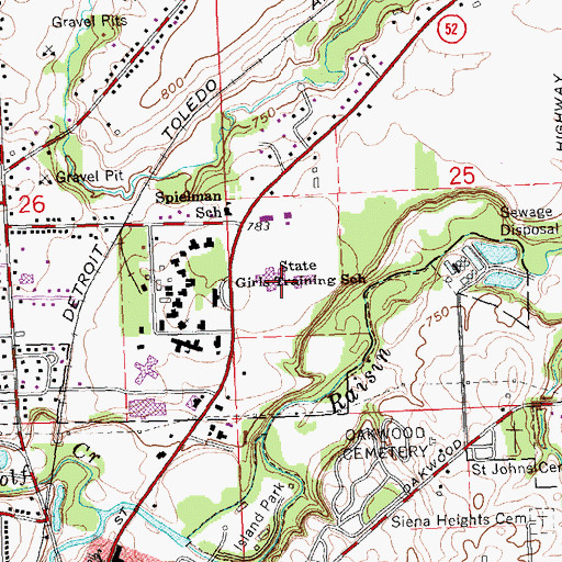 Topographic Map of Lenawee Vocational-Technical Center, MI