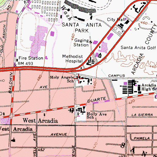 Topographic Map of Holy Angels School, CA