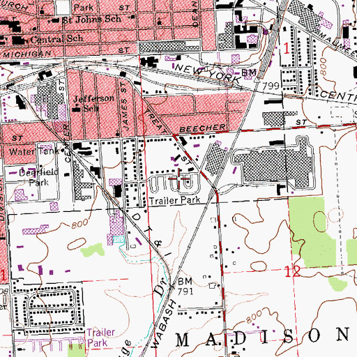 Topographic Map of Kings Court Mobile Park, MI