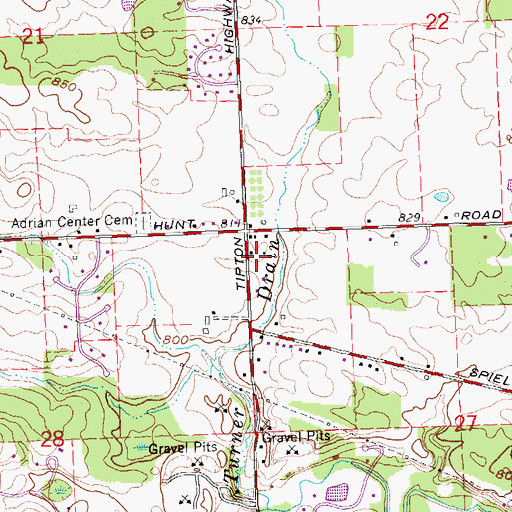 Topographic Map of Adrian Township Hall, MI