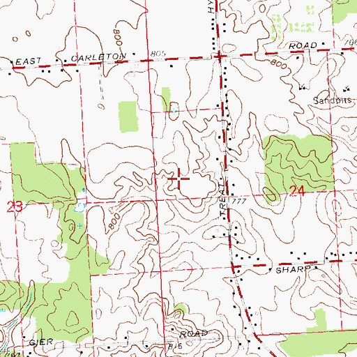 Topographic Map of Woodlawn Golf Club, MI