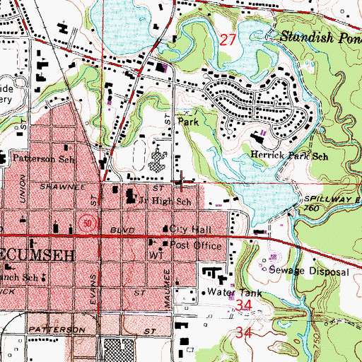 Topographic Map of Grace Evangelical Lutheran Church, MI