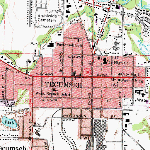 Topographic Map of First United Presbyterian Church, MI