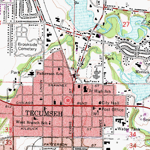 Topographic Map of Saint Peter's Episcopal Church, MI