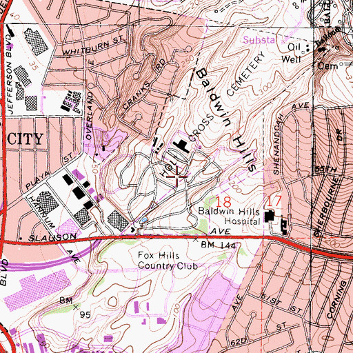 Topographic Map of Holy Cross Cemetery, CA