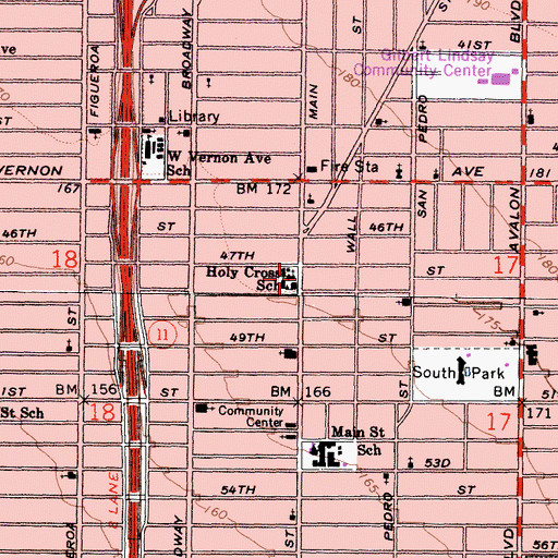 Topographic Map of Holy Cross School, CA