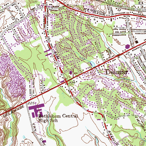 Topographic Map of Delmar Presbyterian Church, NY