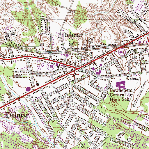 Topographic Map of Delmar Reformed Church, NY