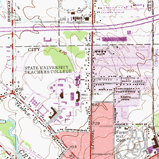 Topographic Map of Thompson Hall, NY