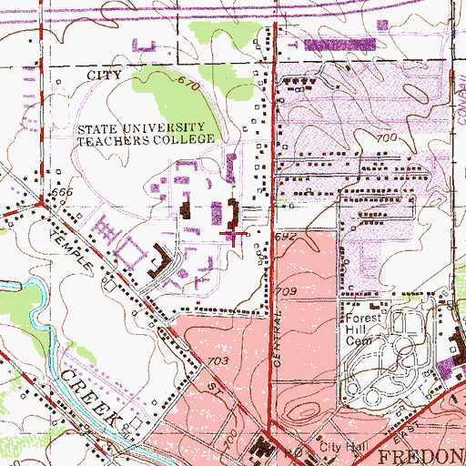 Topographic Map of Houghton Hall, NY