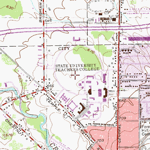 Topographic Map of Michael C Rockefeller Arts Center, NY