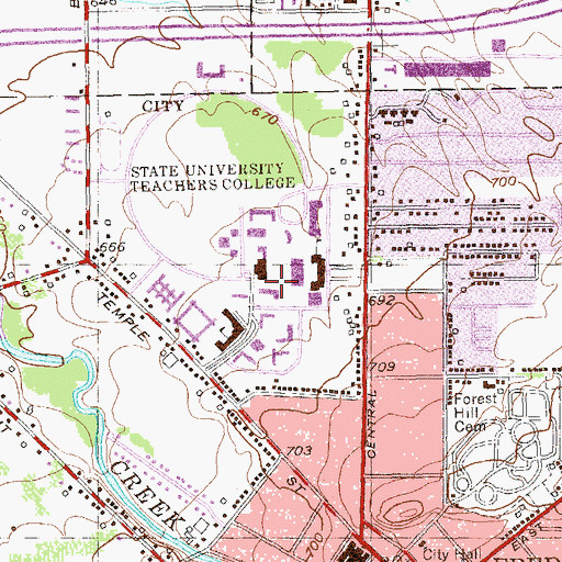 Topographic Map of McEwen Hall, NY