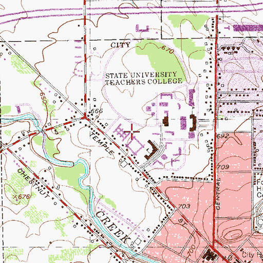 Topographic Map of Schultz Hall, NY