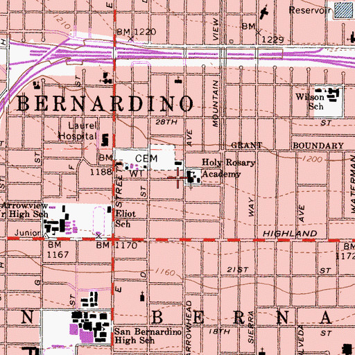 Topographic Map of Holy Rosary Academy, CA