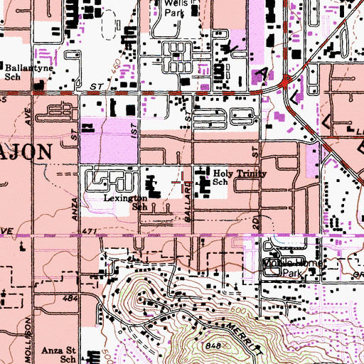 Topographic Map of Holy Trinity School, CA