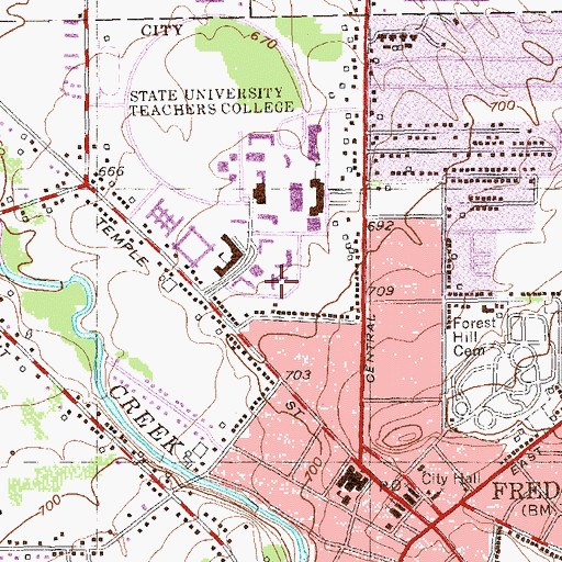 Topographic Map of Chautauqua Hall, NY