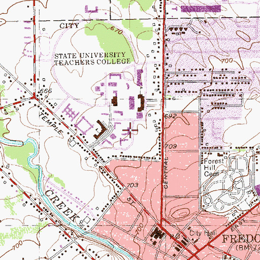 Topographic Map of Nixon Hall, NY