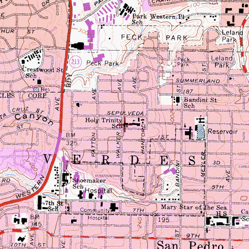 Topographic Map of Holy Trinity School, CA