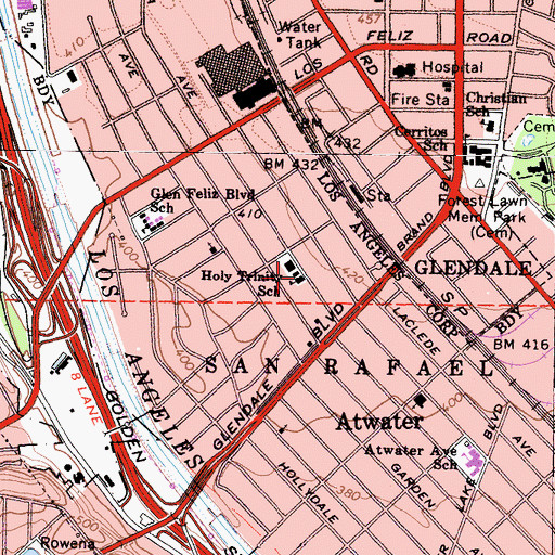 Topographic Map of Holy Trinity School, CA