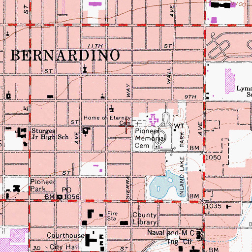 Topographic Map of Home of Eternity Cemetery, CA