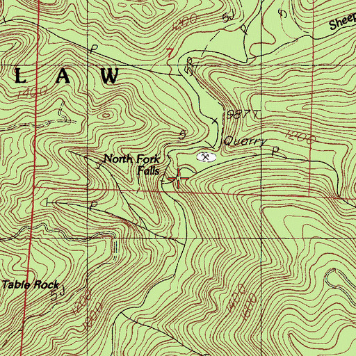 Topographic Map of Lower Kentucky Falls, OR