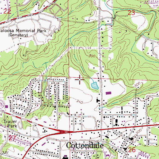 Topographic Map of Davis-Emerson Middle School, AL